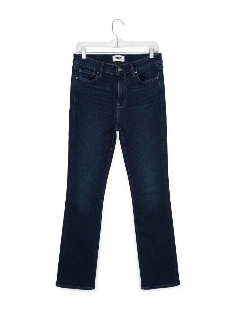 PAIGE Hoxton Straight High Rise Transcend Denim Jeans Dark Blue Sz 30 Ankle